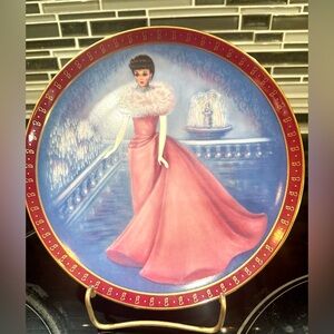 Danbury Mint Pink and Blue Lady in Evening Gown Collector Plate